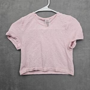 Sunday Best Aritzia Pink Textutrd Floral Crop Top Short Sleeve Medium